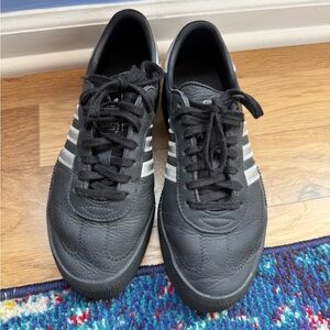 Adidas Black and Silver Platform Sambas